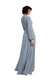 Outlet Wrap Style Long Sleeves Chiffon Bridesmaid Dress with Pleated Bodice UK