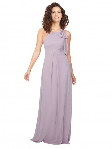 Outlet Halter Neck Bridesmaid Dress with Bow UK