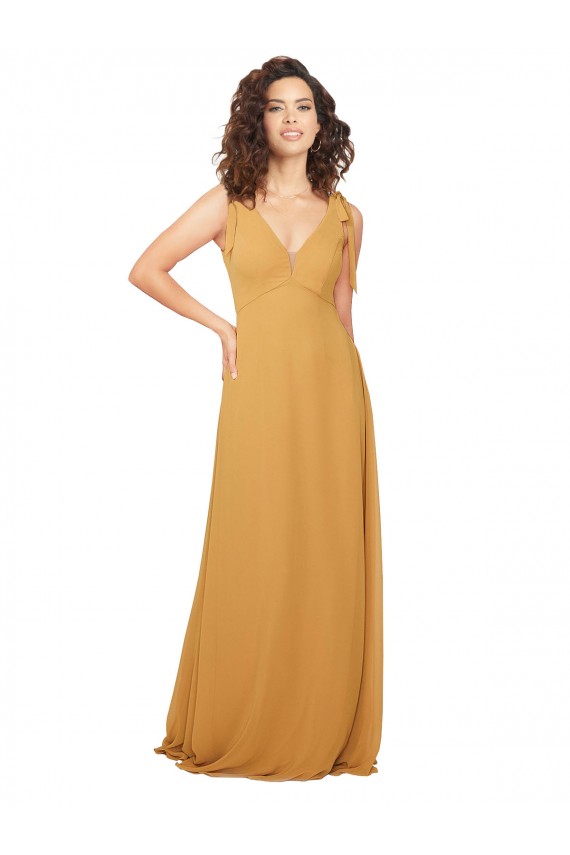 Outlet Boho Chiffon Bridesmaid Dress with Tied Straps UK