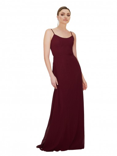 Outlet Scoop Neck Tied Keyhole Back Chiffon Bridesmaid Dress UK
