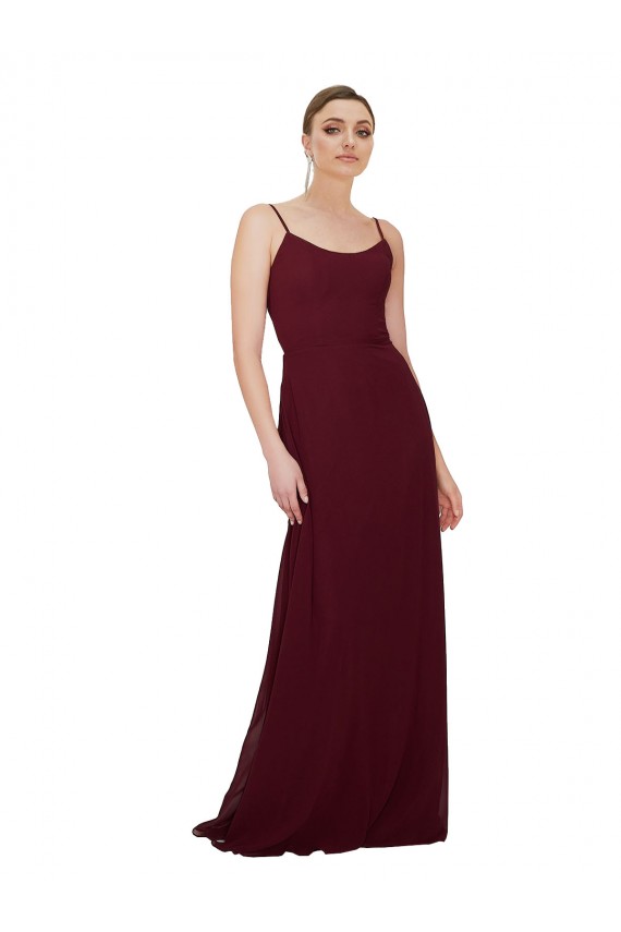 Outlet Scoop Neck Tied Keyhole Back Chiffon Bridesmaid Dress UK