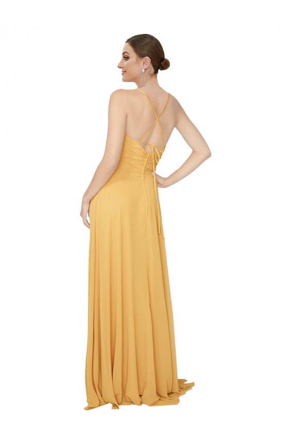 Outlet Ruched Chiffon Bridesmaid Dress with Tie Back Detail UK