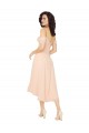 Outlet Cold Shoulder Midi Length Short Chiffon Bridesmaid Dress UK