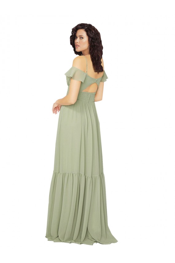 Outlet Ruched Keyhole Back Boho Chiffon Bridesmaid Dress UK