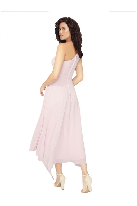 Outlet Midi Length One Shoulder Chiffon Cocktail Bridesmaid Dress UK