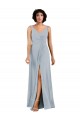 Outlet V-Neckline Wrapped Chiffon Bridesmaid Dress with Skirt Slit UK
