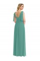 Outlet Plunge Neckline Bow Shoulder Chiffon Maxi Bridesmaid Dress UK