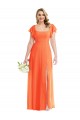 Outlet Flutter Sleeves Scoop Open Back Chiffon Maxi Bridesmaid Dress UK