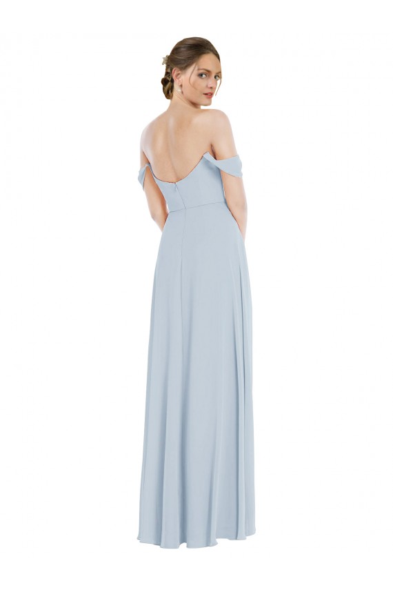 Outlet Off the Shoulder Basque Neck Maxi Bridesmaid Dress with Flounce Sleeves UK