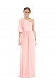 Outlet One Shoulder Bell Sleeves Chiffon Maxi Bridesmaid Dress UK