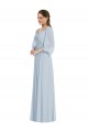 Outlet Off the Shoulder Puff Sleeve Maxi Formal Bridesmaid Dress with Front Slit UK