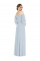 Outlet Off the Shoulder Puff Sleeve Maxi Formal Bridesmaid Dress with Front Slit UK