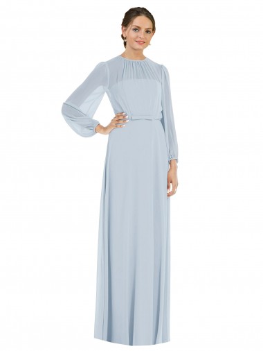 Outlet Strapless Chiffon Maxi Formal Bridesmaid Dress with Puff Sleeve Blouson Overlay UK