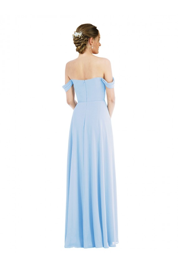 Outlet Off the Shoulder Draped Neckline Maxi Formal Bridesmaid Dress UK