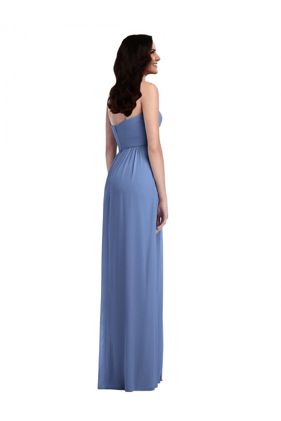 Outlet Slim Spaghetti Straps Chiffon Bridesmaid Dress with Front Slit UK