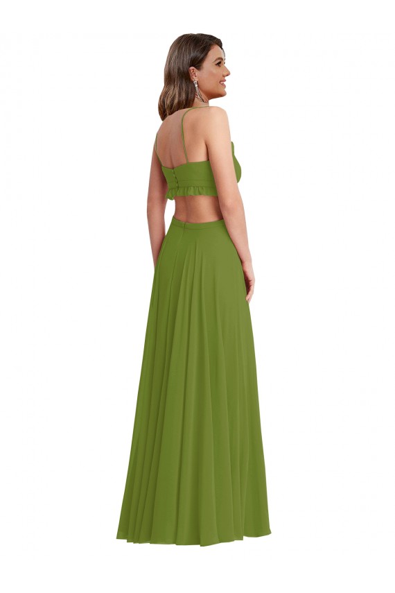 Outlet Ruffled Chiffon Cutout Maxi Bridesmaid Dress UK