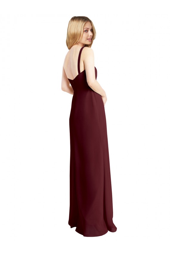 Outlet Square Neckline Soft A-Line Chiffon Bridesmaid Dress with Side Slit UK