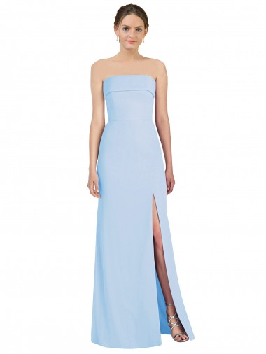 Outlet Strapless Trumpet Chiffon Formal Bridesmaid Dress with Thigh high Slit UK