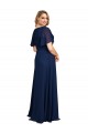 Outlet Chiffon V-Neck Short Sleeves Long Formal Bridesmaid Dress / Prom Dress with High Slit UK