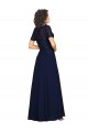 Outlet Short Sleeves A-Line Long Chiffon Bridesmaid Dress / Prom Dress with Beaded Bodice UK
