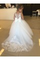 Outlet Champagne Ball Gown Sweetheart Chapel Train Sleeveless Flower Girl Dress UK