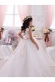 Outlet Ivory Ball Gown Bateau Chapel Train Sleeveless Flower Girl Dress UK