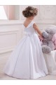 Outlet Ivory Ball Gown Bateau Floor Length Flower Girl Dress UK