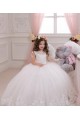 Outlet Ivory Ball Gown Bateau Neck Chapel Train Sleeveless Flower Girl Dress UK