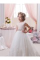 Outlet Ivory Ball Gown Bateau Neck Chapel Train V-Back Flower Girl Dress UK