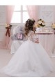 Outlet Ivory Ball Gown Bateau Neck Long Chapel Train Sleeveless Flower Girl Dress UK