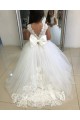 Outlet Ivory Ball Gown Chapel Train Sleeveless Flower Girl Dress UK