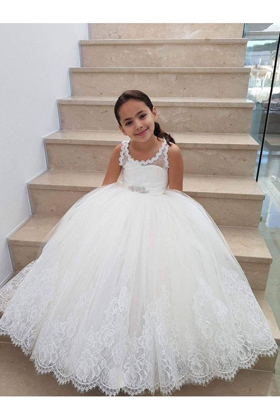 Outlet Ivory Ball Gown Floor Length Flower Girl Dress UK