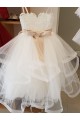 Outlet Ivory Ball Gown High Neck Floor Length Flower Girl Dress UK