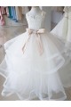 Outlet Ivory Ball Gown High Neck Floor Length Flower Girl Dress UK