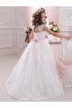 Outlet Ivory Ball Gown High Neck Floor Length Keyhole Back Flower Girl Dress UK