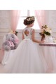 Outlet Ivory Ball Gown High Neck Floor Length Sleeveless Flower Girl Dress UK