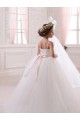 Outlet Ivory Ball Gown Sweetheart Chapel Train Sleeveless Flower Girl Dress UK