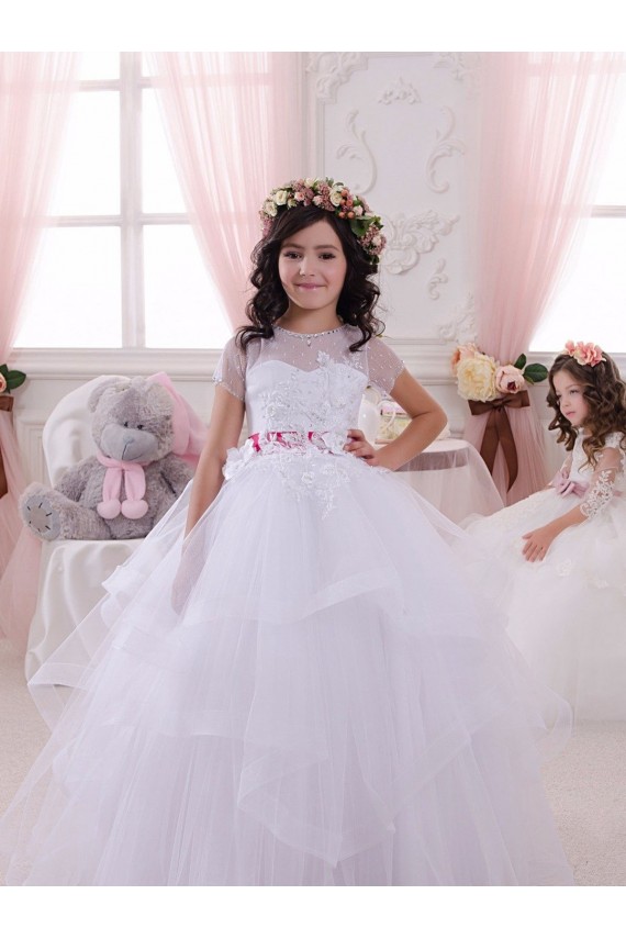 Outlet Ivory Ball Gown Sweetheart Floor Length Flower Girl Dress UK