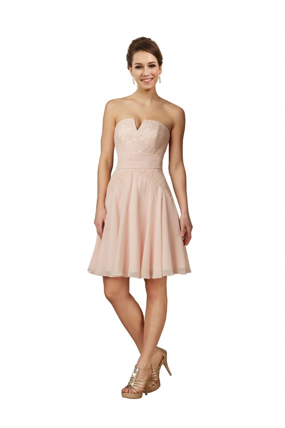Outlet Lace and Chiffon Bridesmaid Dress / Cocktail Dress with Unique Neckline UK