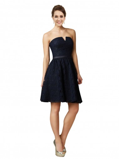 Outlet Classic Knee Length Lace Bridesmaid Dress / Cocktail Dress with Notched Neckline UK