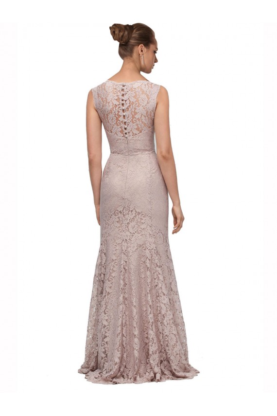 Outlet Long Sleeveless All Lace Bridesmaid Dress / Prom Dress with Scoop Neckline UK