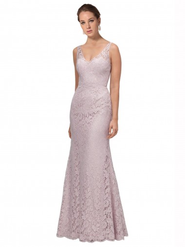 Outlet Lace V-Neckline Long Full Length Bridesmaid Dress / Prom Dress UK