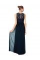 Outlet Long Chiffon Bridesmaid Dress with Lace Sleeveless Bodice and Keyhole Back UK