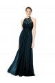 Outlet Lace Halter Bodice Long Chiffon Bridesmaid Dress UK