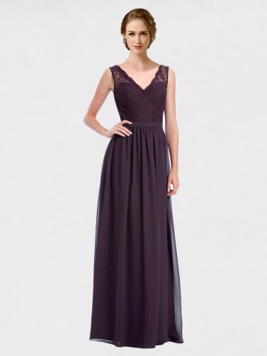 Outlet V-Neck Bridesmaid Dress with Corded Lace Bodice UK