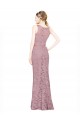 Outlet Sleeveless Crop Top High Neck Mermaid Lace Bridesmaid Dress / Prom Dress UK