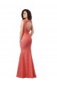 Outlet Mermaid Long V-Neck Lace Bridesmaid Dress with Open Back UK