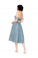Outlet Off the Shoulder Sweetheart Chantilly Lace Midi Length Cocktail Bridesmaid Dress UK