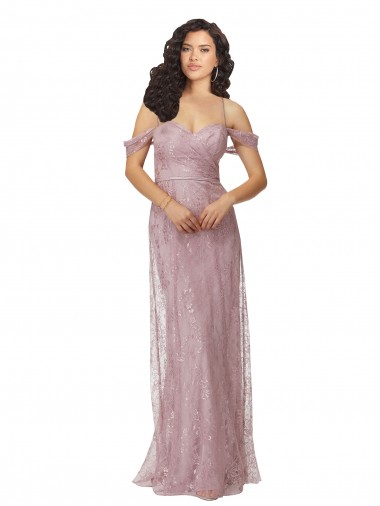 Outlet Sweetheart Chantilly Lace Bridesmaid Dress with Off the Shoulder Sleeves UK