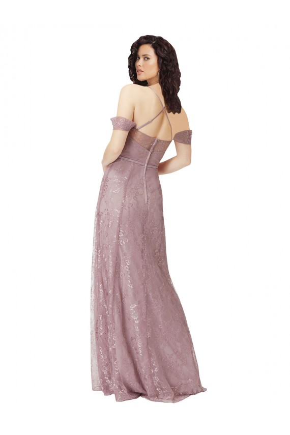 Outlet Sweetheart Chantilly Lace Bridesmaid Dress with Off the Shoulder Sleeves UK